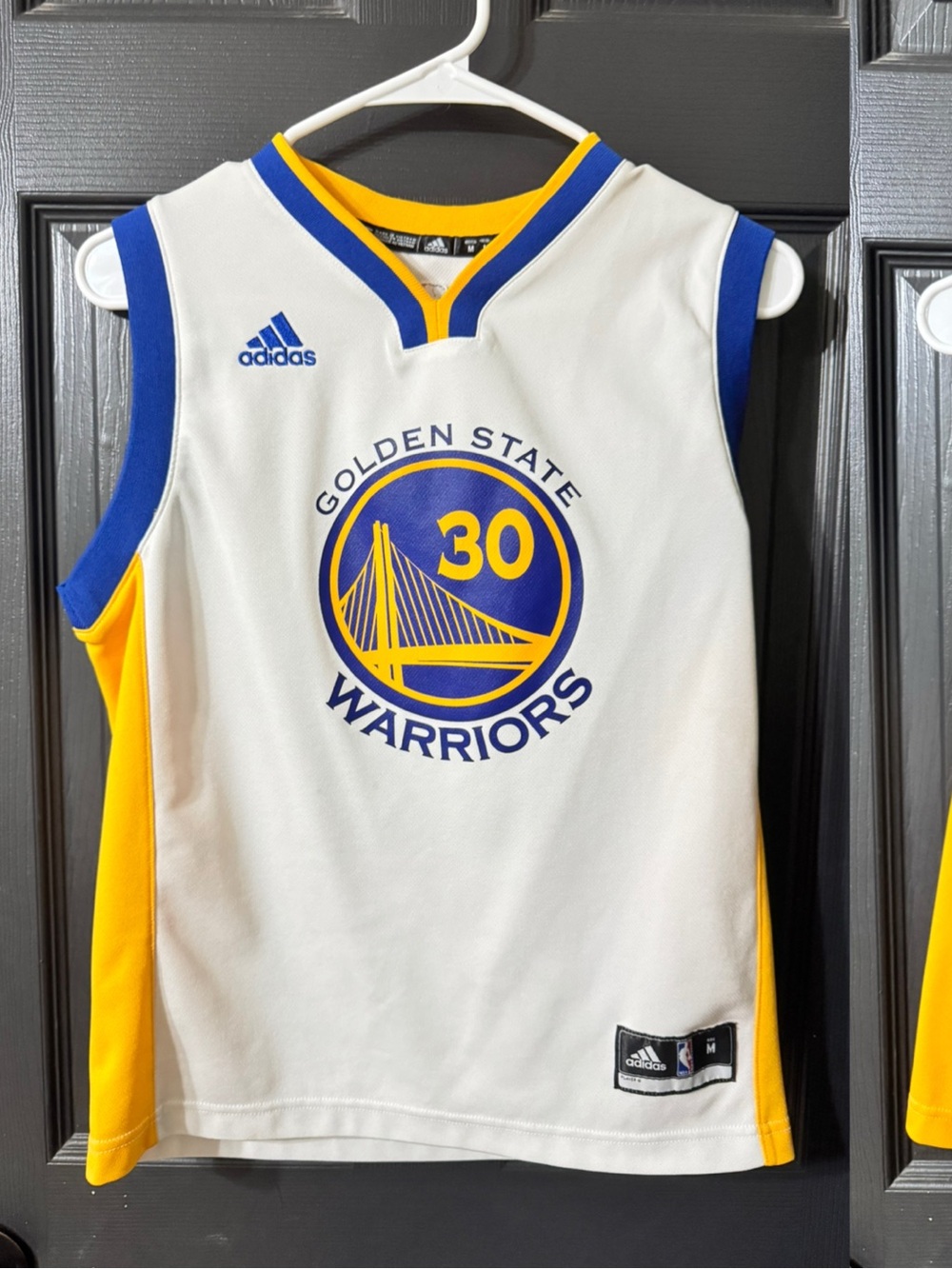 adidas Kids Golden State Warriors White Blue Yellow #30 Jersey